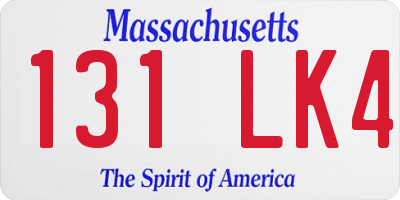 MA license plate 131LK4