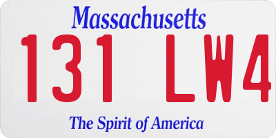 MA license plate 131LW4