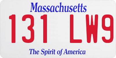 MA license plate 131LW9