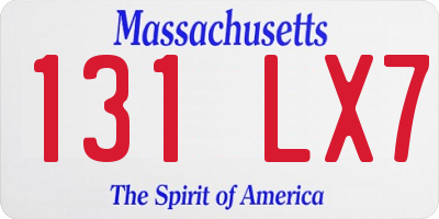MA license plate 131LX7