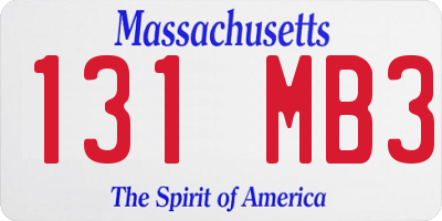 MA license plate 131MB3