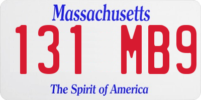 MA license plate 131MB9