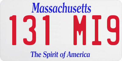 MA license plate 131MI9
