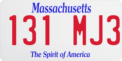 MA license plate 131MJ3