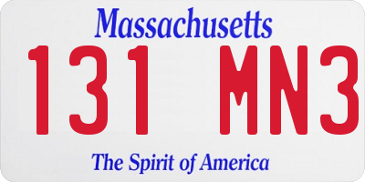 MA license plate 131MN3