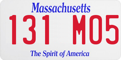 MA license plate 131MO5
