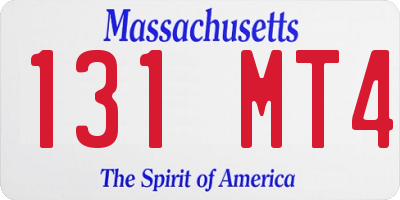 MA license plate 131MT4