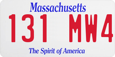 MA license plate 131MW4