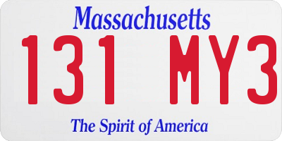 MA license plate 131MY3