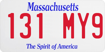 MA license plate 131MY9