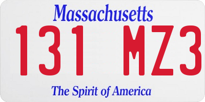 MA license plate 131MZ3