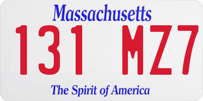MA license plate 131MZ7