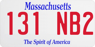 MA license plate 131NB2
