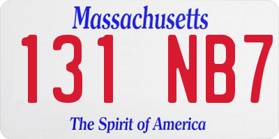 MA license plate 131NB7