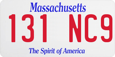 MA license plate 131NC9