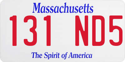 MA license plate 131ND5