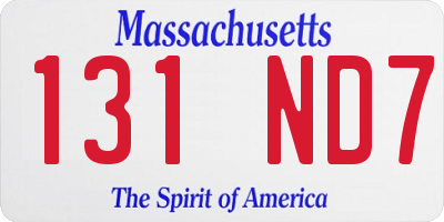 MA license plate 131ND7
