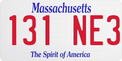 MA license plate 131NE3