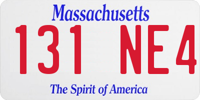 MA license plate 131NE4
