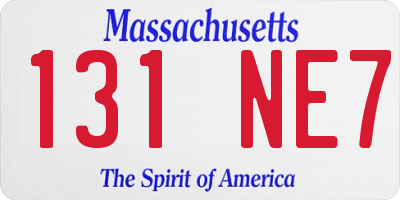 MA license plate 131NE7