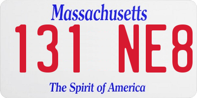 MA license plate 131NE8