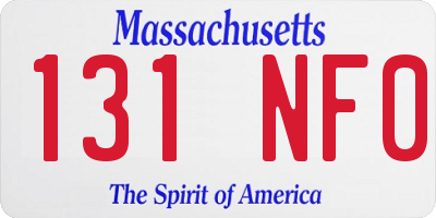 MA license plate 131NF0