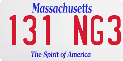 MA license plate 131NG3