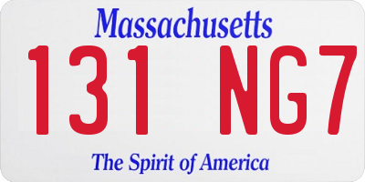 MA license plate 131NG7