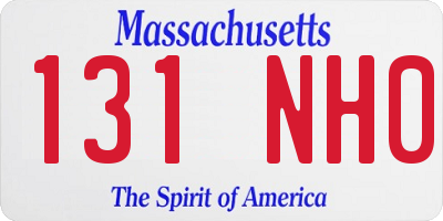 MA license plate 131NH0