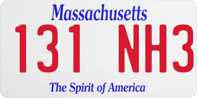 MA license plate 131NH3