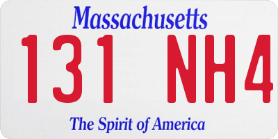 MA license plate 131NH4