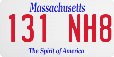 MA license plate 131NH8
