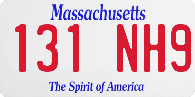 MA license plate 131NH9