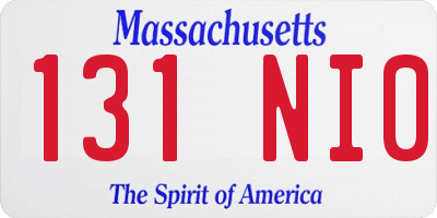 MA license plate 131NI0