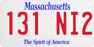 MA license plate 131NI2