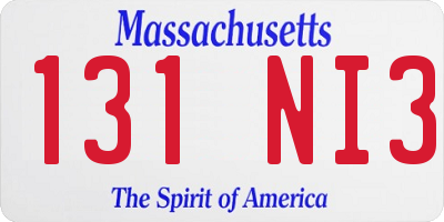 MA license plate 131NI3