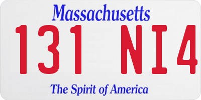 MA license plate 131NI4