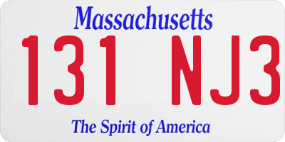 MA license plate 131NJ3