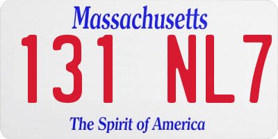 MA license plate 131NL7