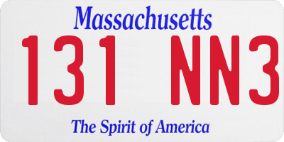 MA license plate 131NN3