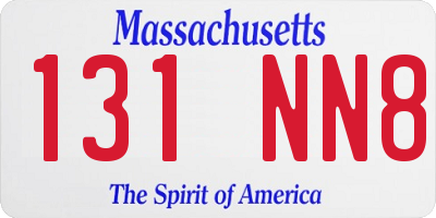 MA license plate 131NN8