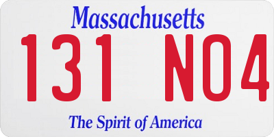 MA license plate 131NO4