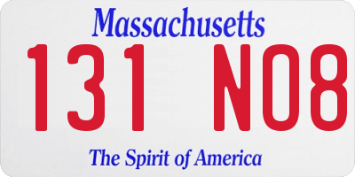 MA license plate 131NO8