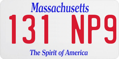 MA license plate 131NP9