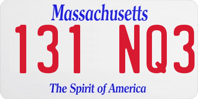 MA license plate 131NQ3