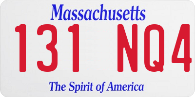 MA license plate 131NQ4