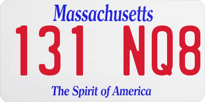 MA license plate 131NQ8