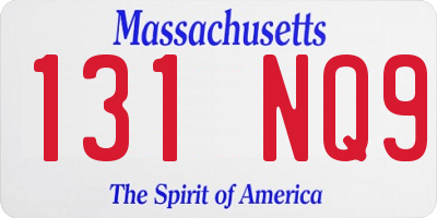 MA license plate 131NQ9