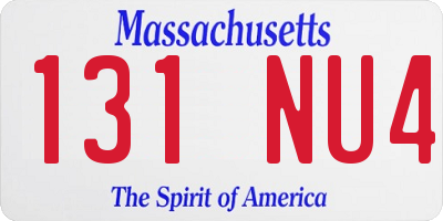 MA license plate 131NU4