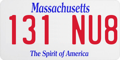 MA license plate 131NU8